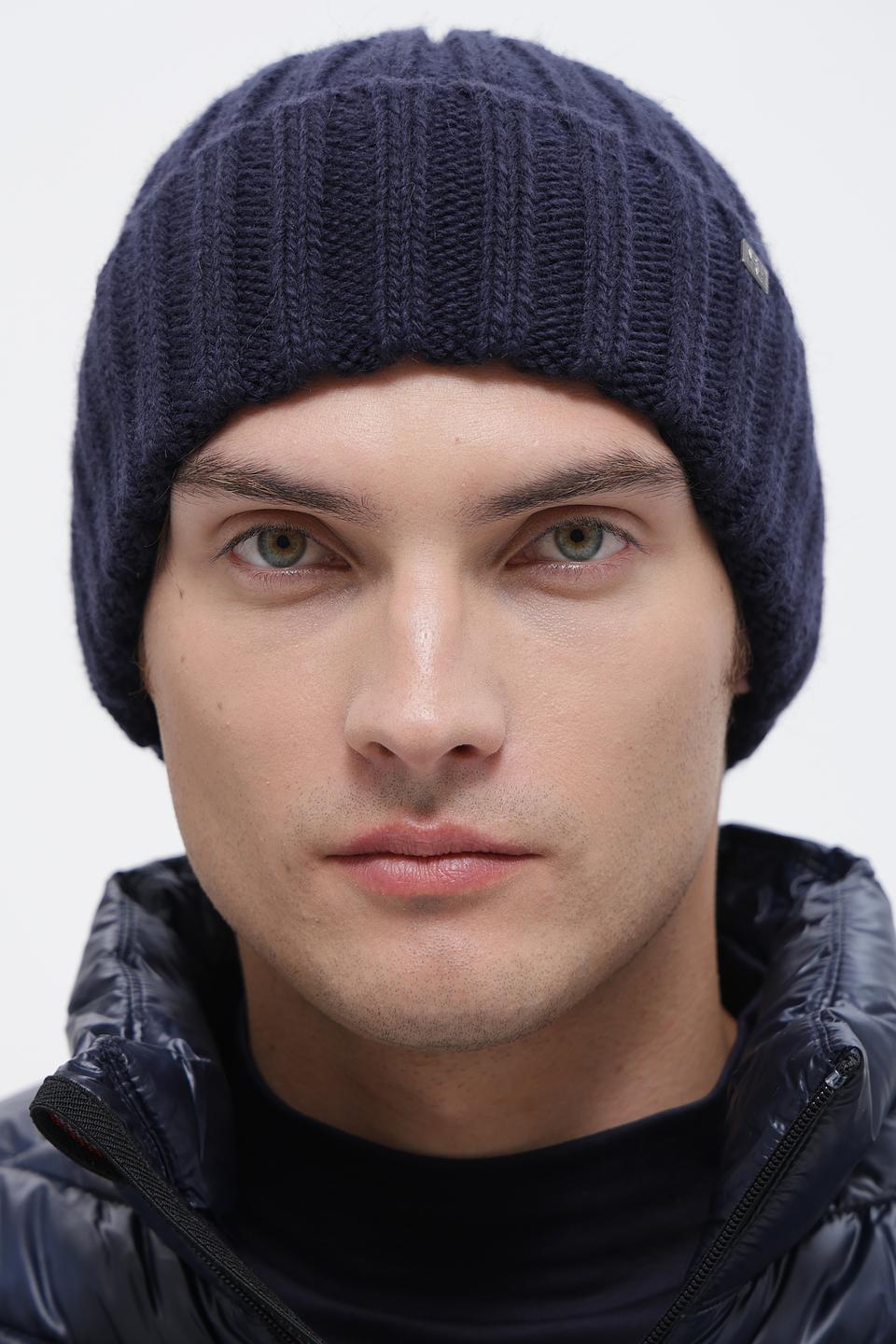 Шапка ADL man вязаная темно-синяя