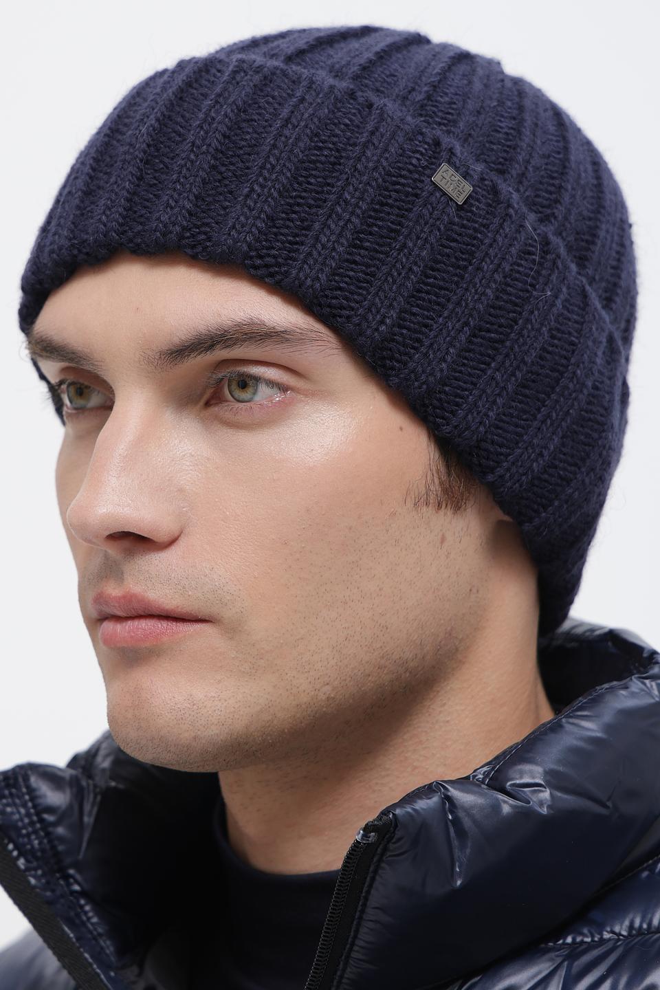 Шапка ADL man вязаная темно-синяя
