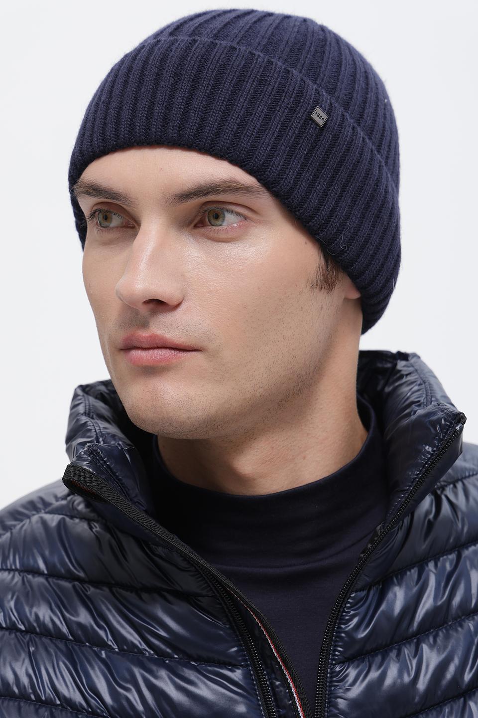 Шапка ADL man вязаная темно-синяя