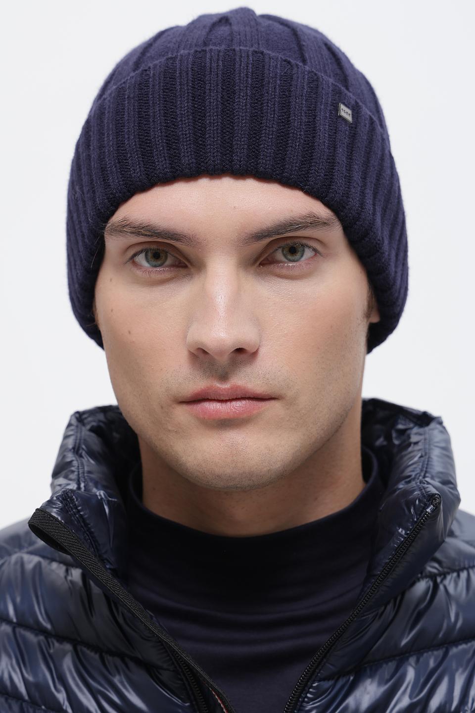 Шапка ADL man вязаная тёмно-синяя