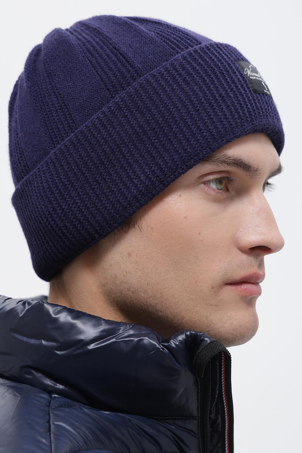 Шапка ADL man вязаная темно-синяя