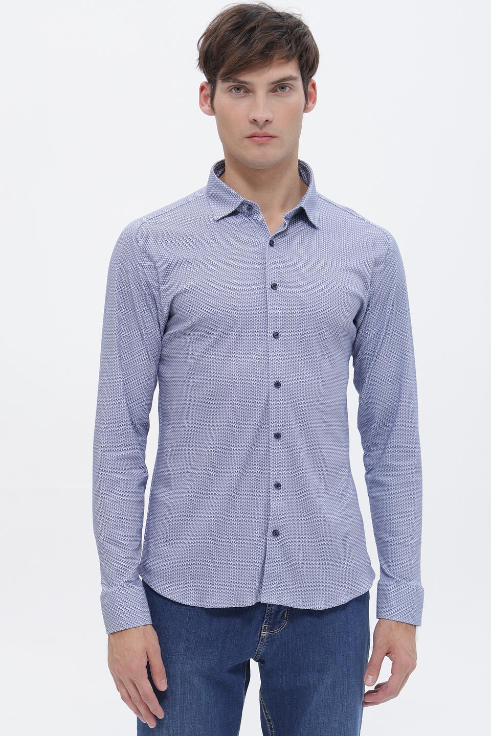 Рубашка Desoto с принтом голубая