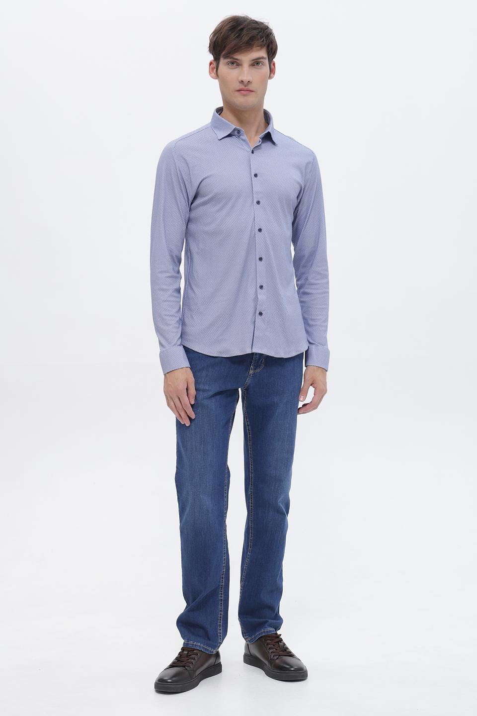 Рубашка Desoto с принтом голубая