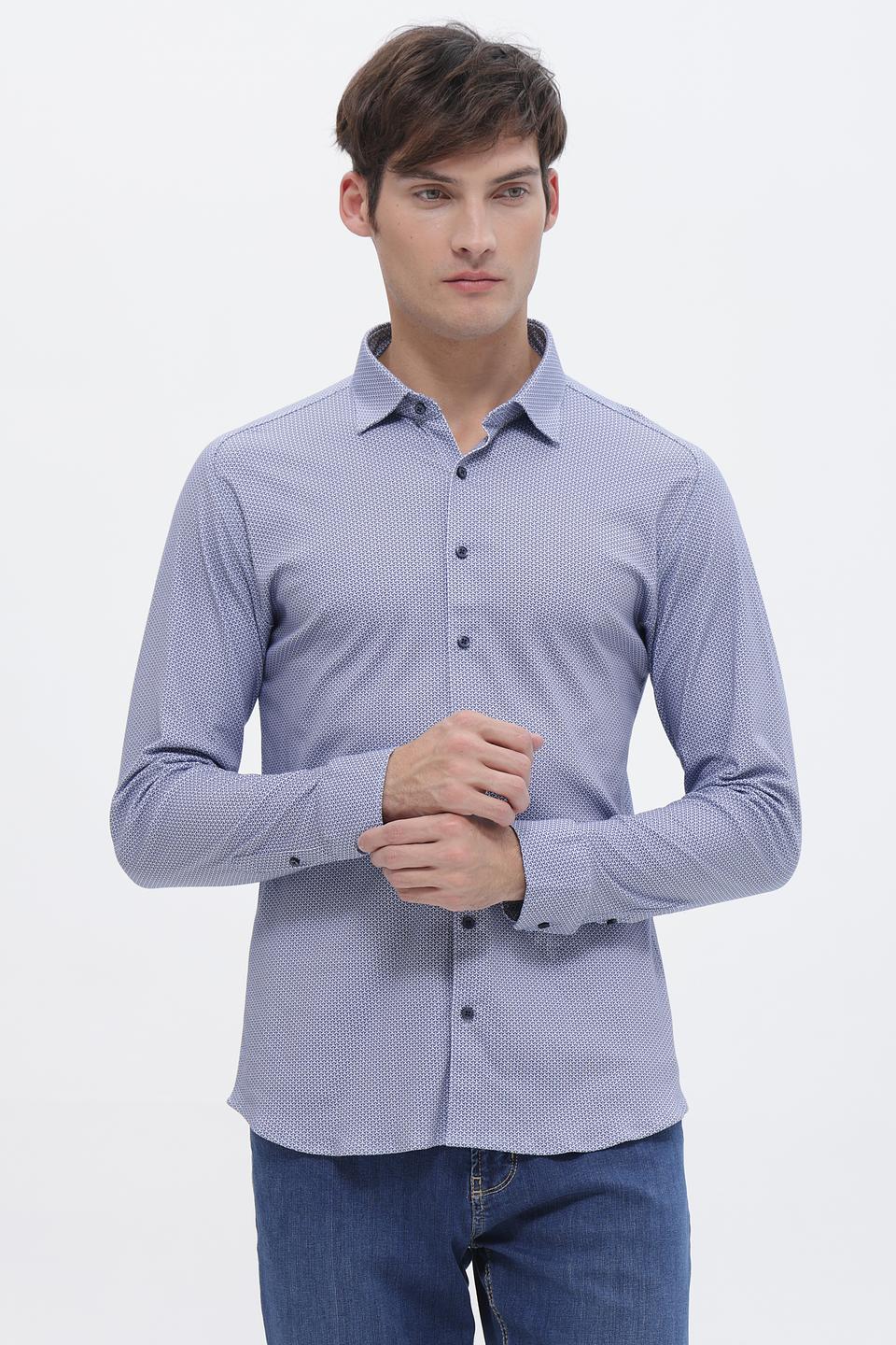 Рубашка Desoto с принтом голубая