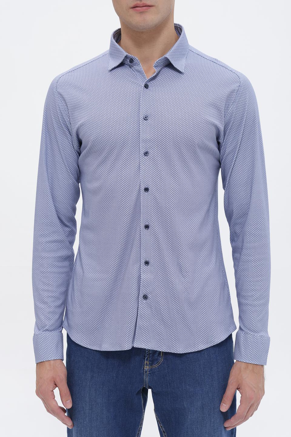 Рубашка Desoto с принтом голубая