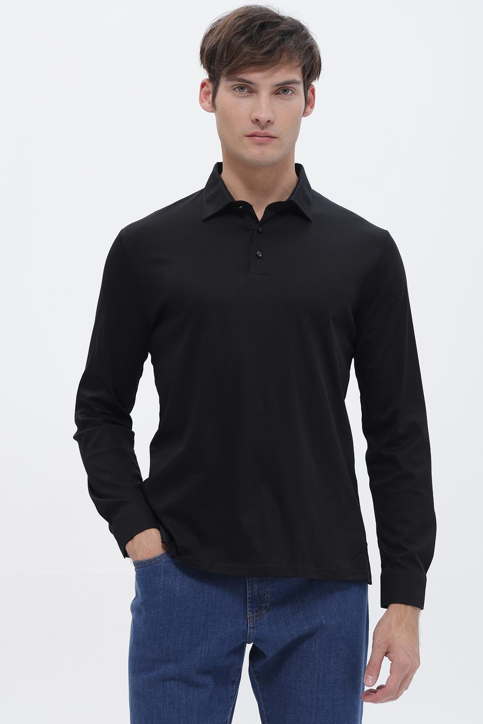 Поло Desoto с длинным рукавом чёрный