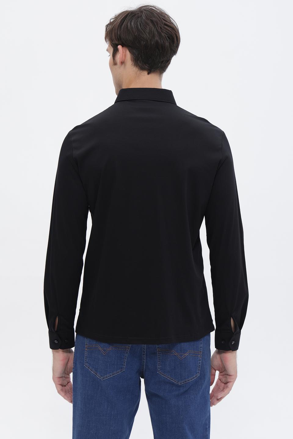 Поло Desoto с длинным рукавом чёрный