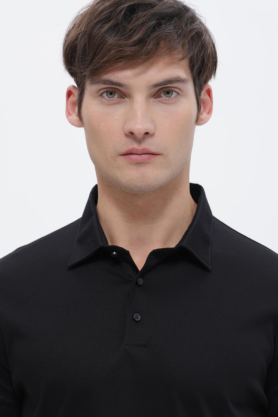 Поло Desoto с длинным рукавом чёрный