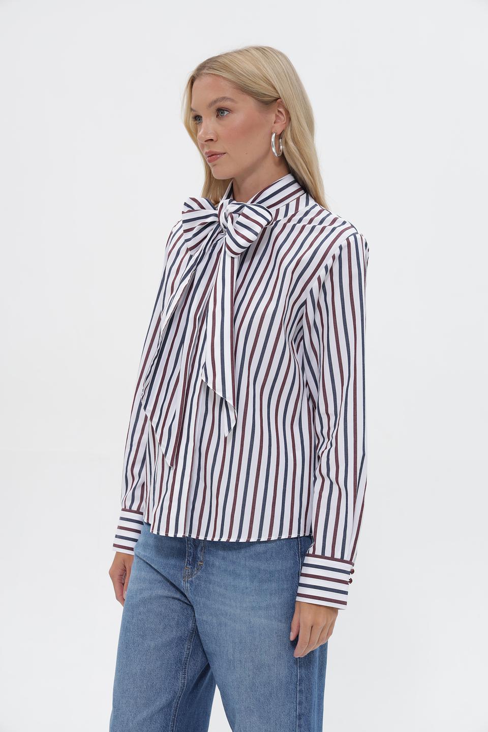 Блузка Rich and Royal в полоску с бантом