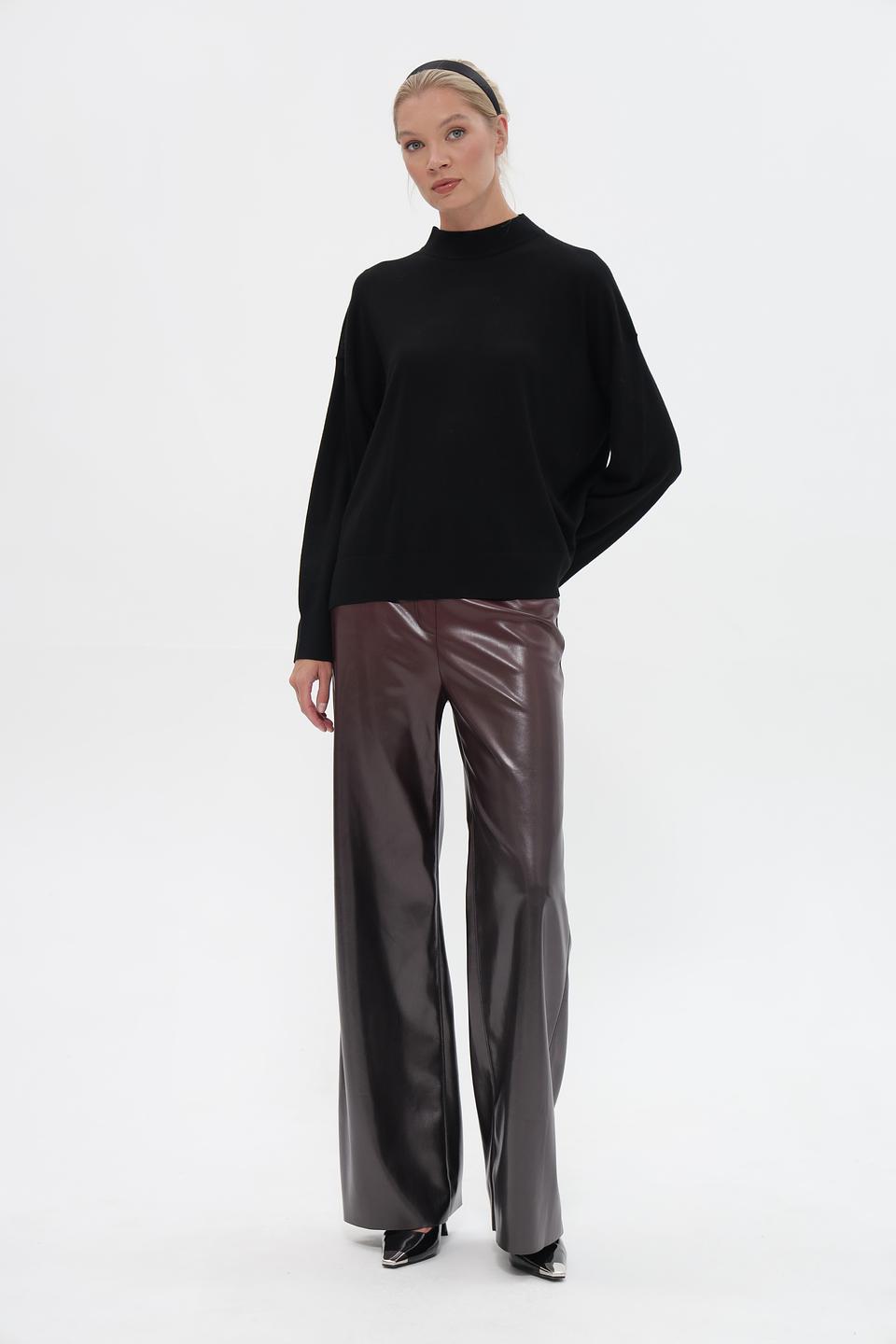 Брюки Marc Cain кожаные бордовые