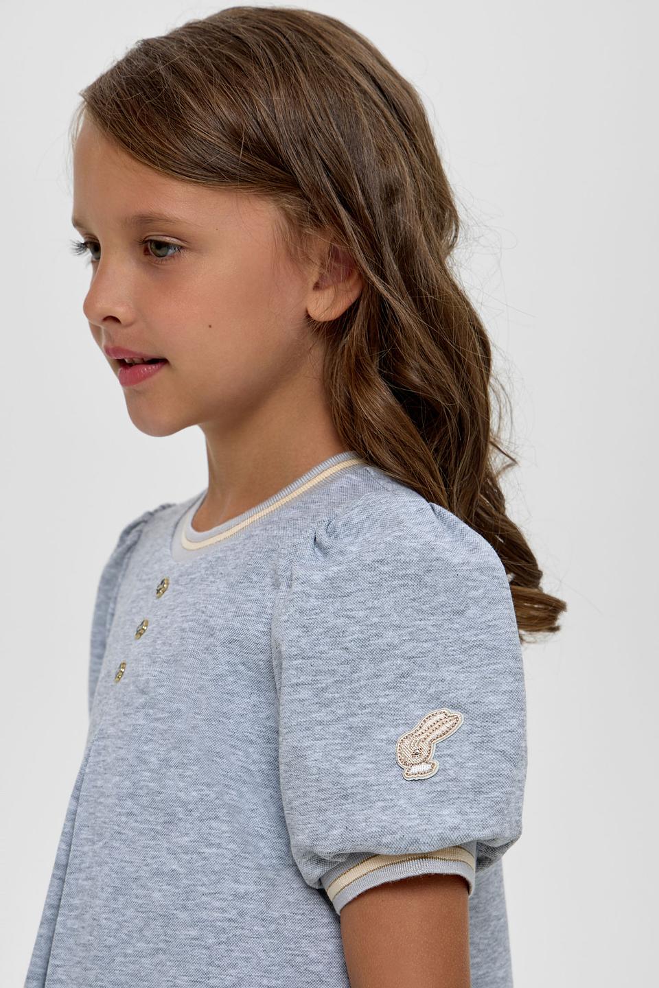 Платье Choupette дев. серое с рукавами-фонариками