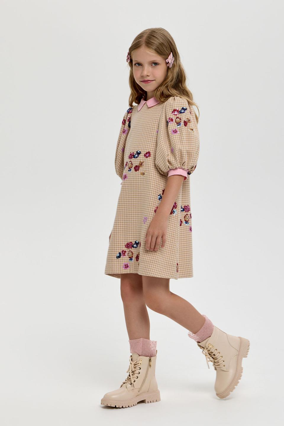 Платье Choupette дев. в клетку с вышивкой