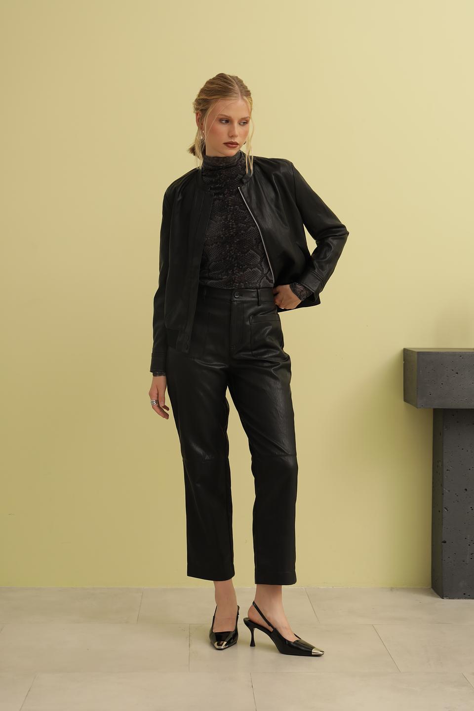 Куртка кожаная Catnoir черная