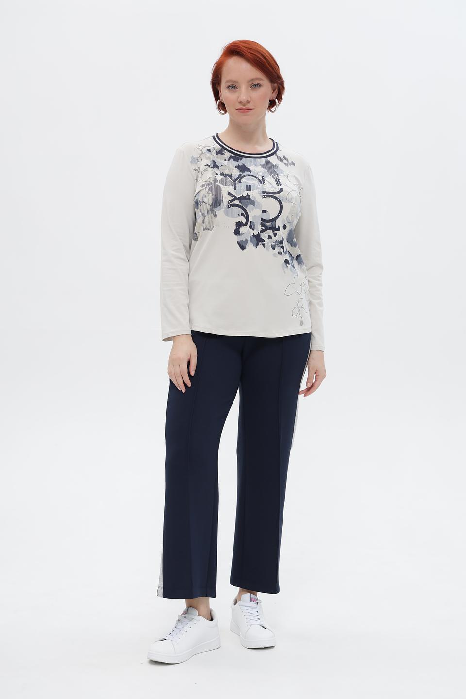 Блуза Lebek с принтом бежевая