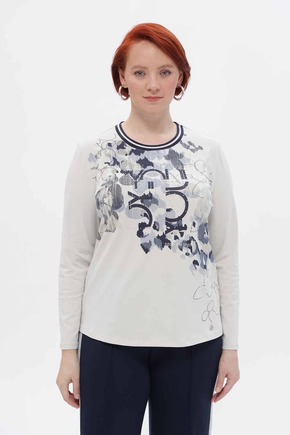 Блуза Lebek с принтом бежевая