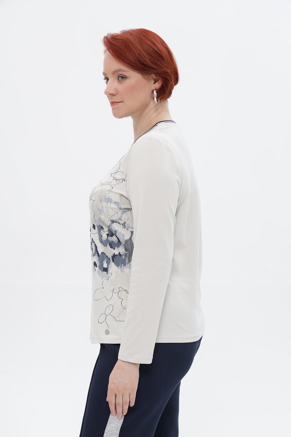 Блуза Lebek с принтом бежевая