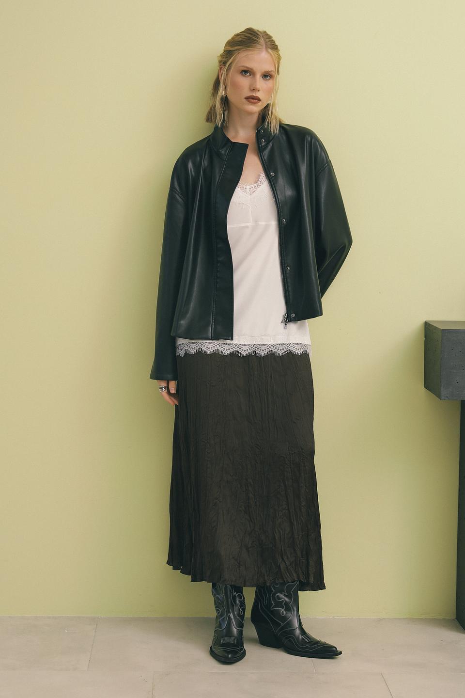 Куртка Marc Aurel кожаная черная