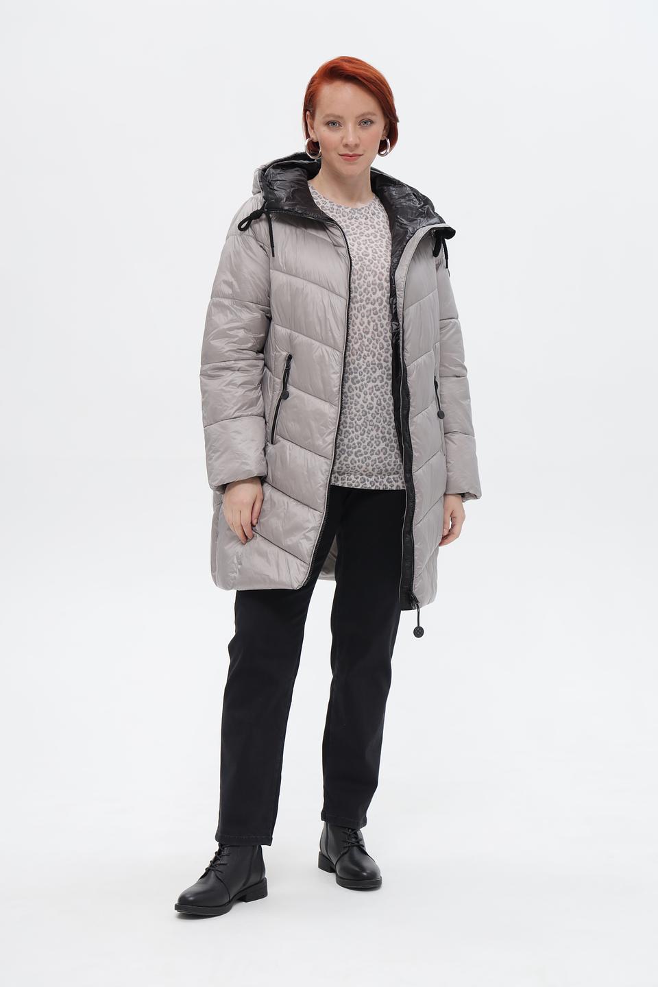 Пальто District стеганое серое