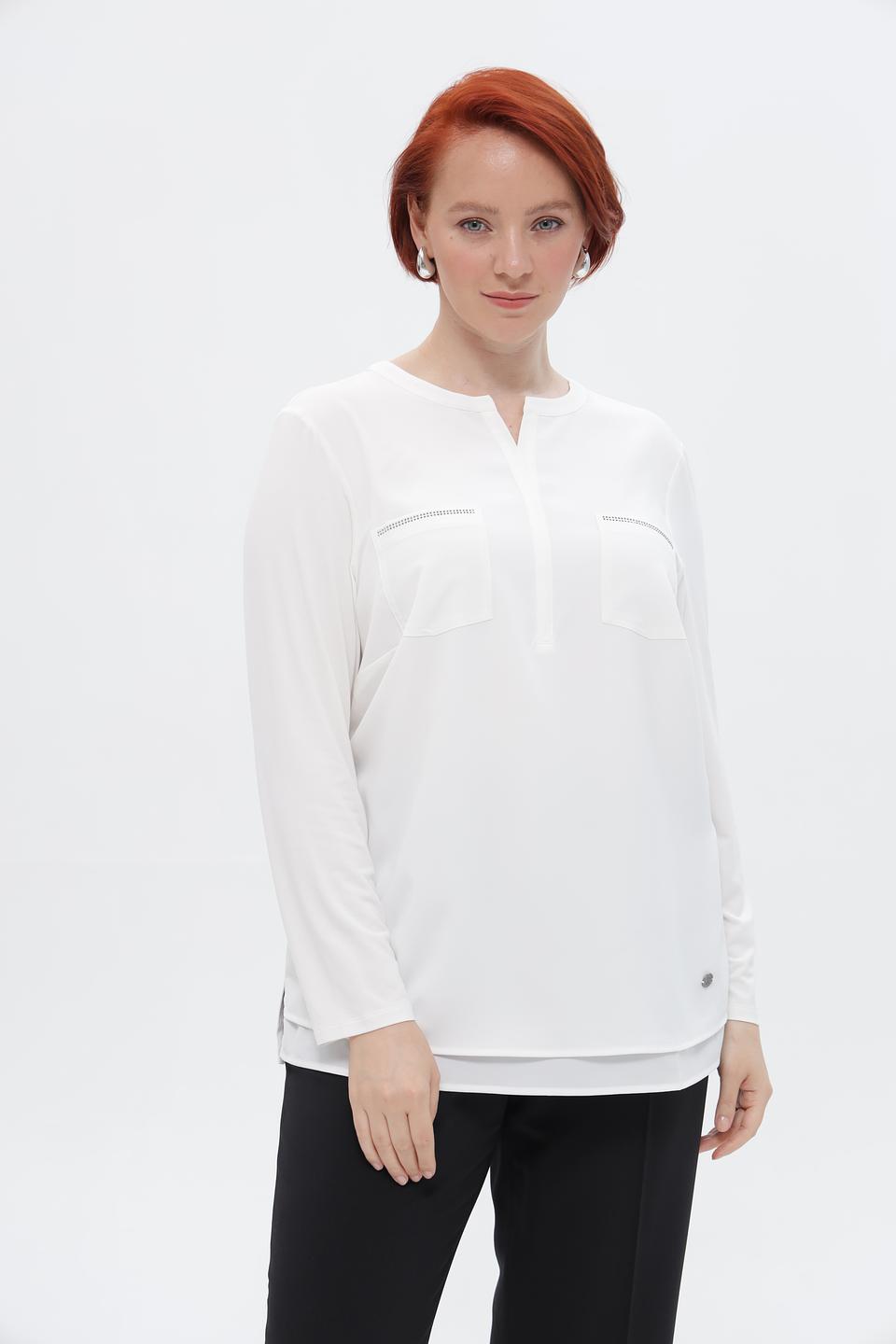 Блузка Lebek с карманами белая