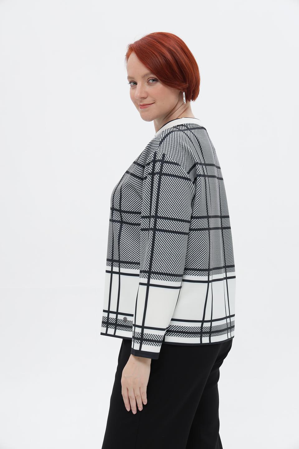 Пуловер Lebek в клетку с капюшоном