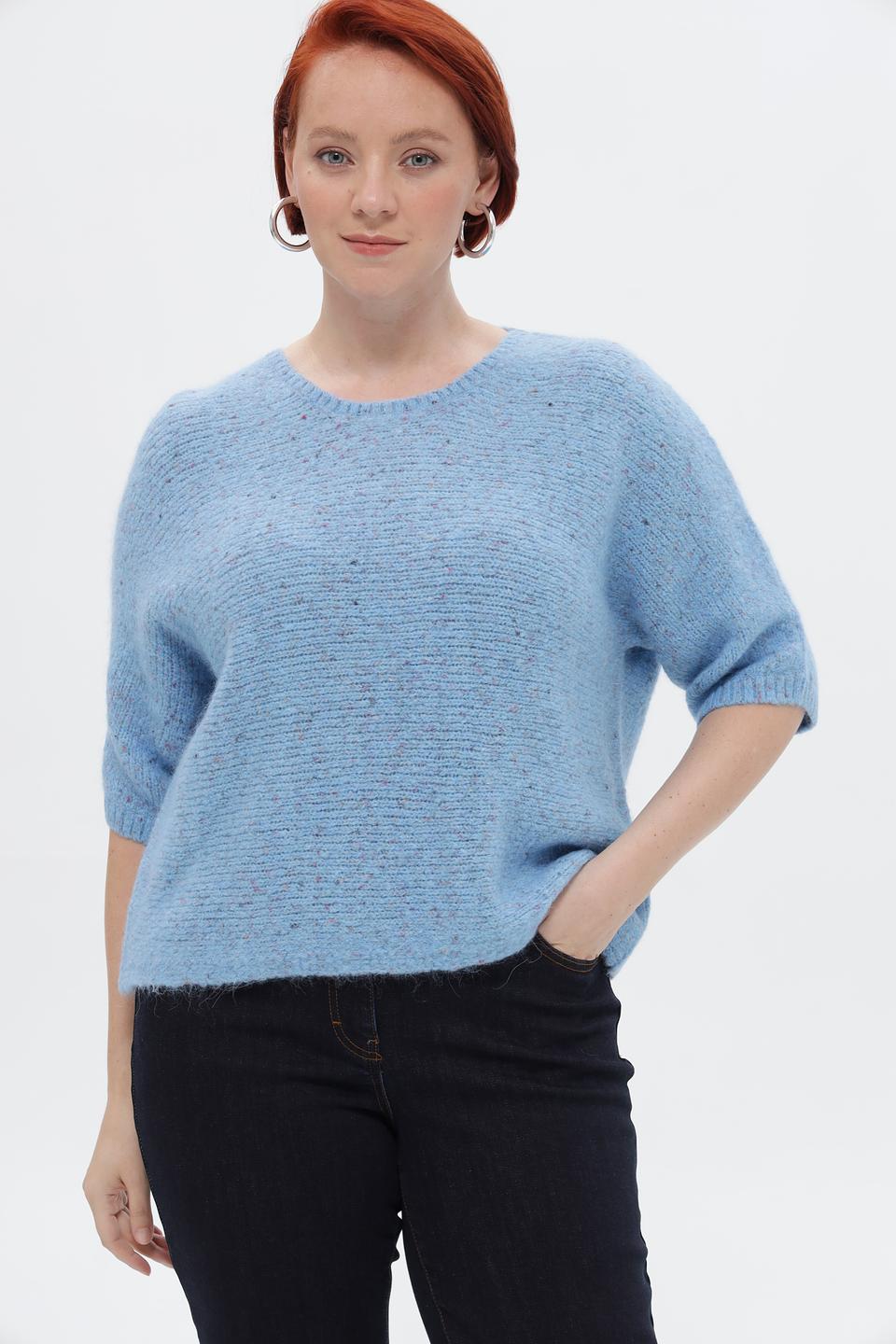 Пуловер Rabe collection голубой с рукавом 3/4