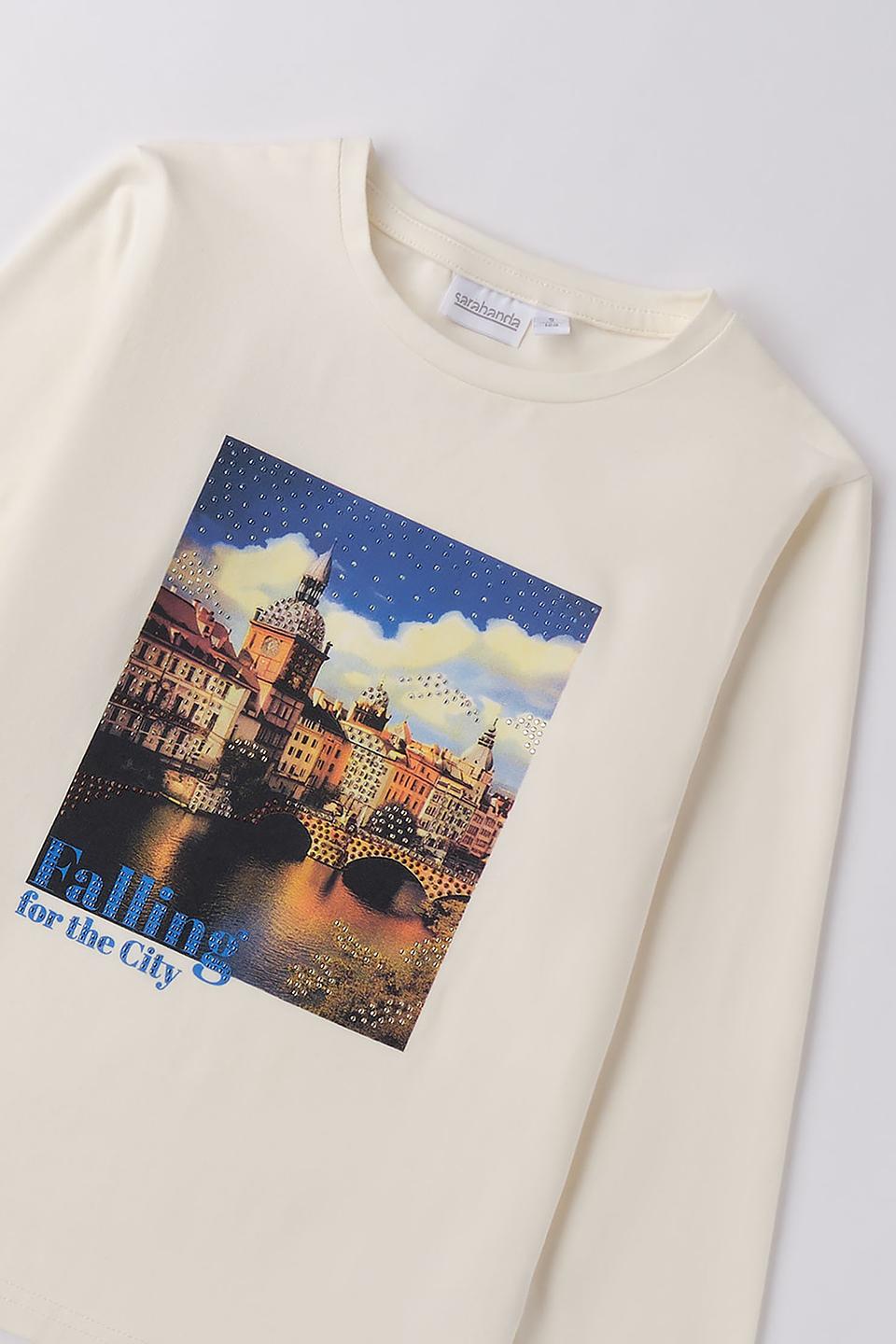 Джемпер Sarabanda дев. кремовый с принтом