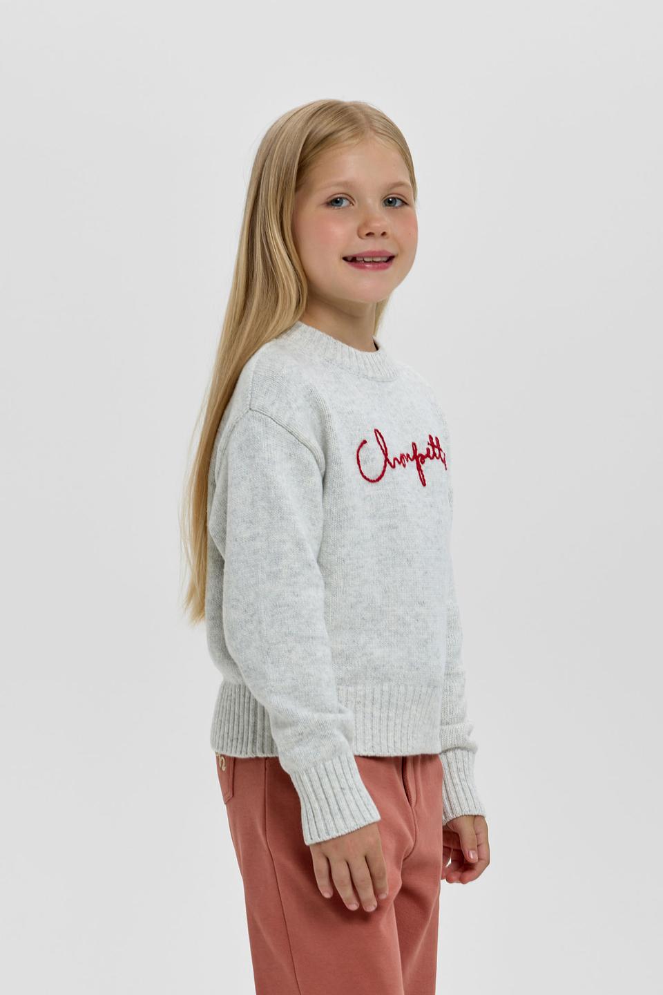 Джемпер Choupette детский, серый, с вышивкой