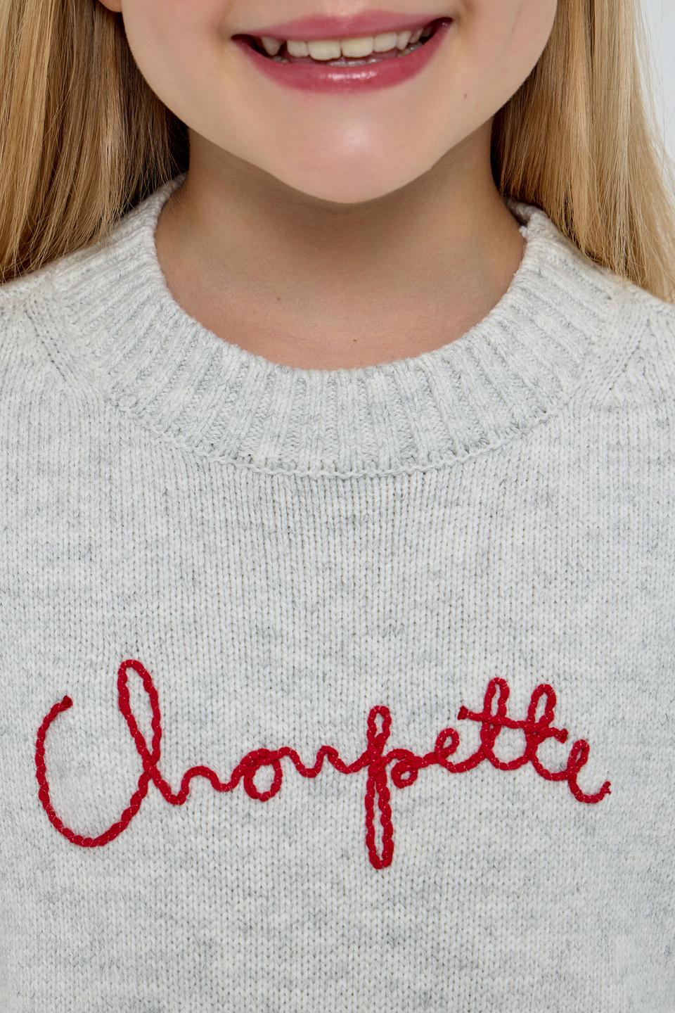 Джемпер Choupette детский, серый, с вышивкой