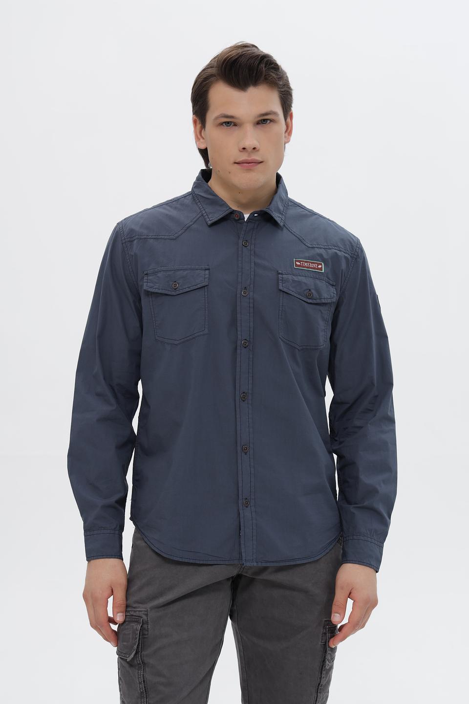 Рубашка Time Zone мужская синяя