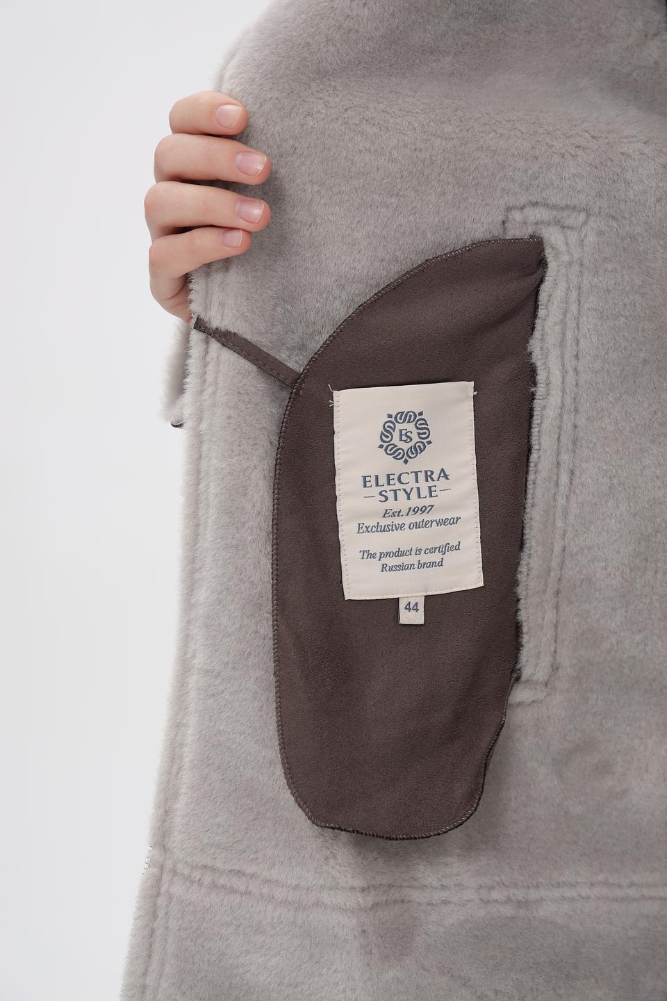 Дублёнка Electra style с капюшоном серая