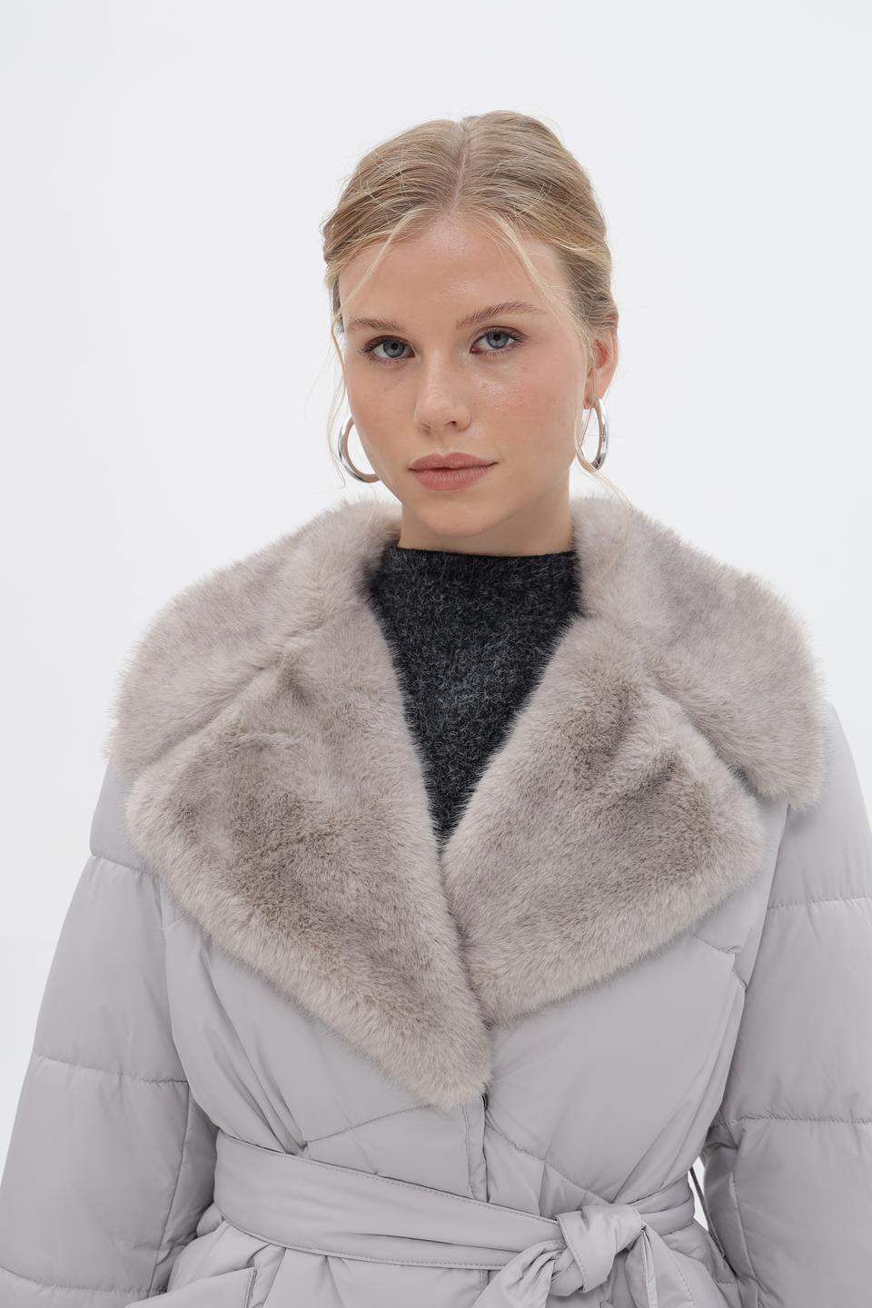 Пальто Electra style стеганое серое