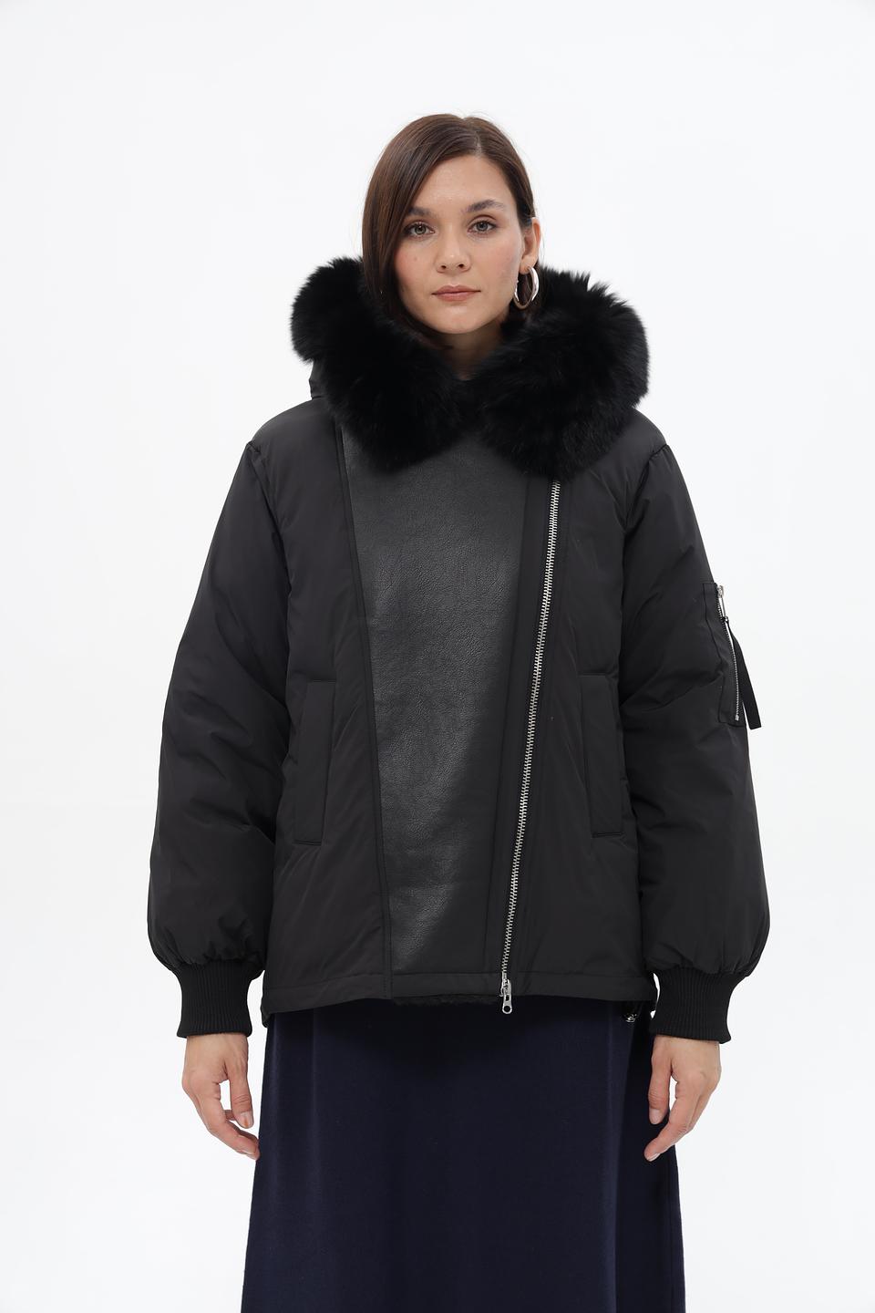 Куртка Electra style чёрная с мехом