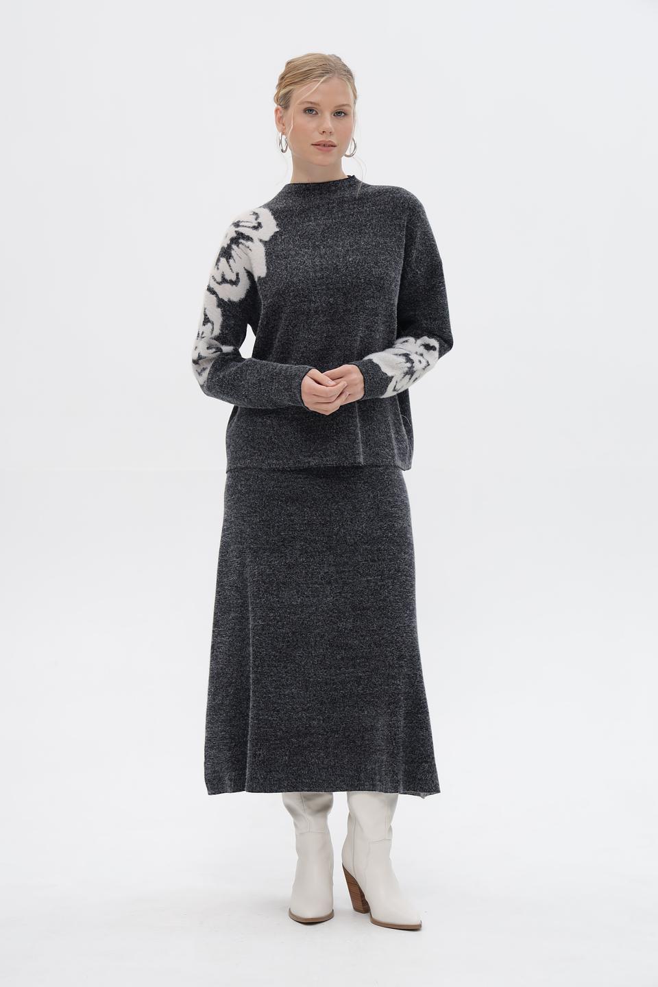 Юбка вязаная UNQ с цветочным узором