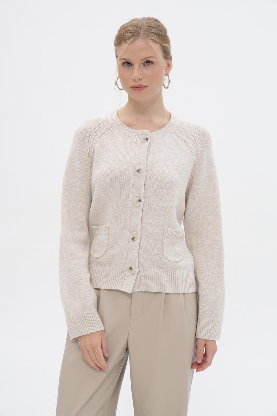 Жакет Oui вязаный бежевый