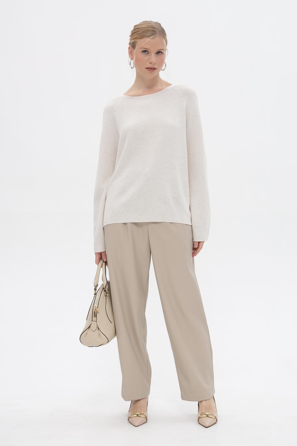 Пуловер Oui бежевый