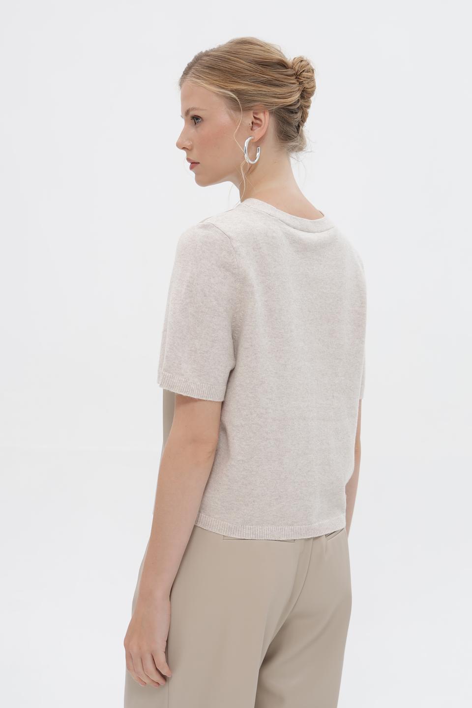 Пуловер Oui комбинированный бежевый