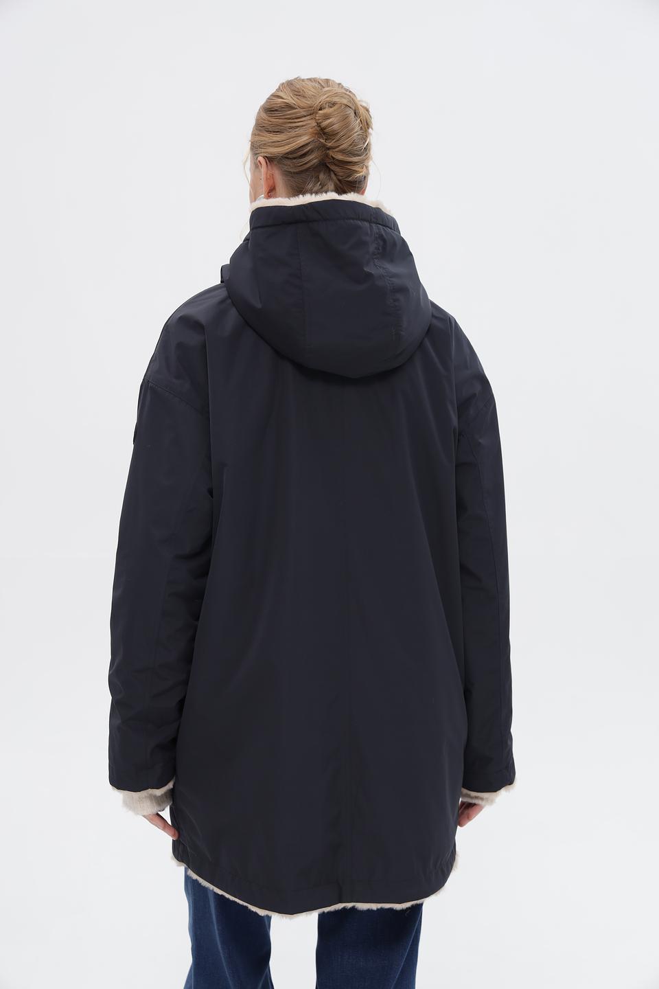 Пальто District с капюшоном бежевое