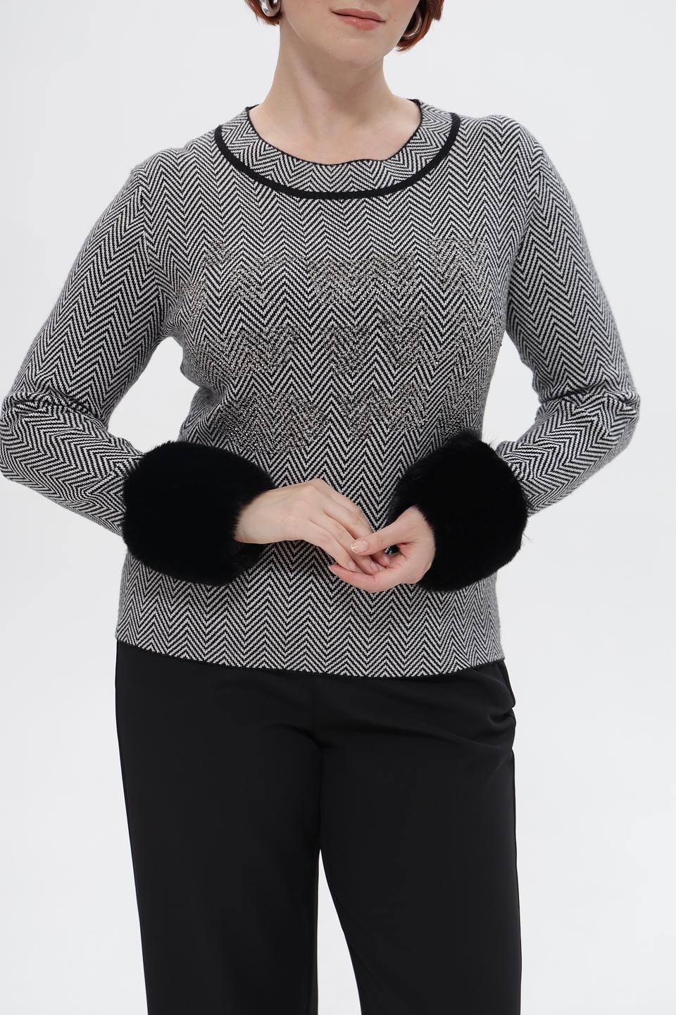 Пуловер Passioni с меховыми манжетами