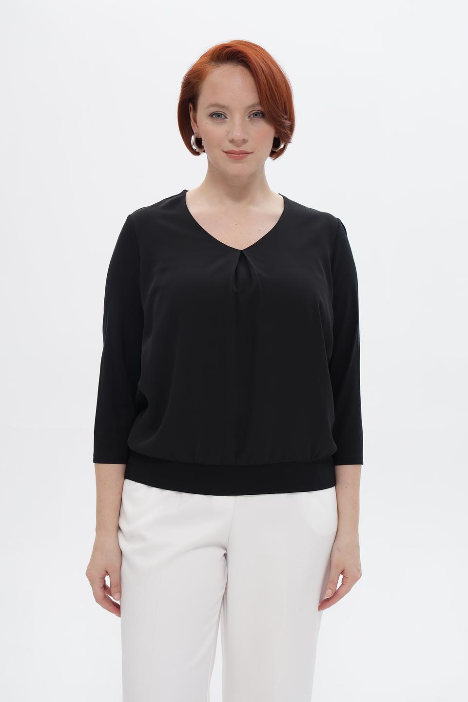 Блузка Frank Walder черная с V-образным вырезом