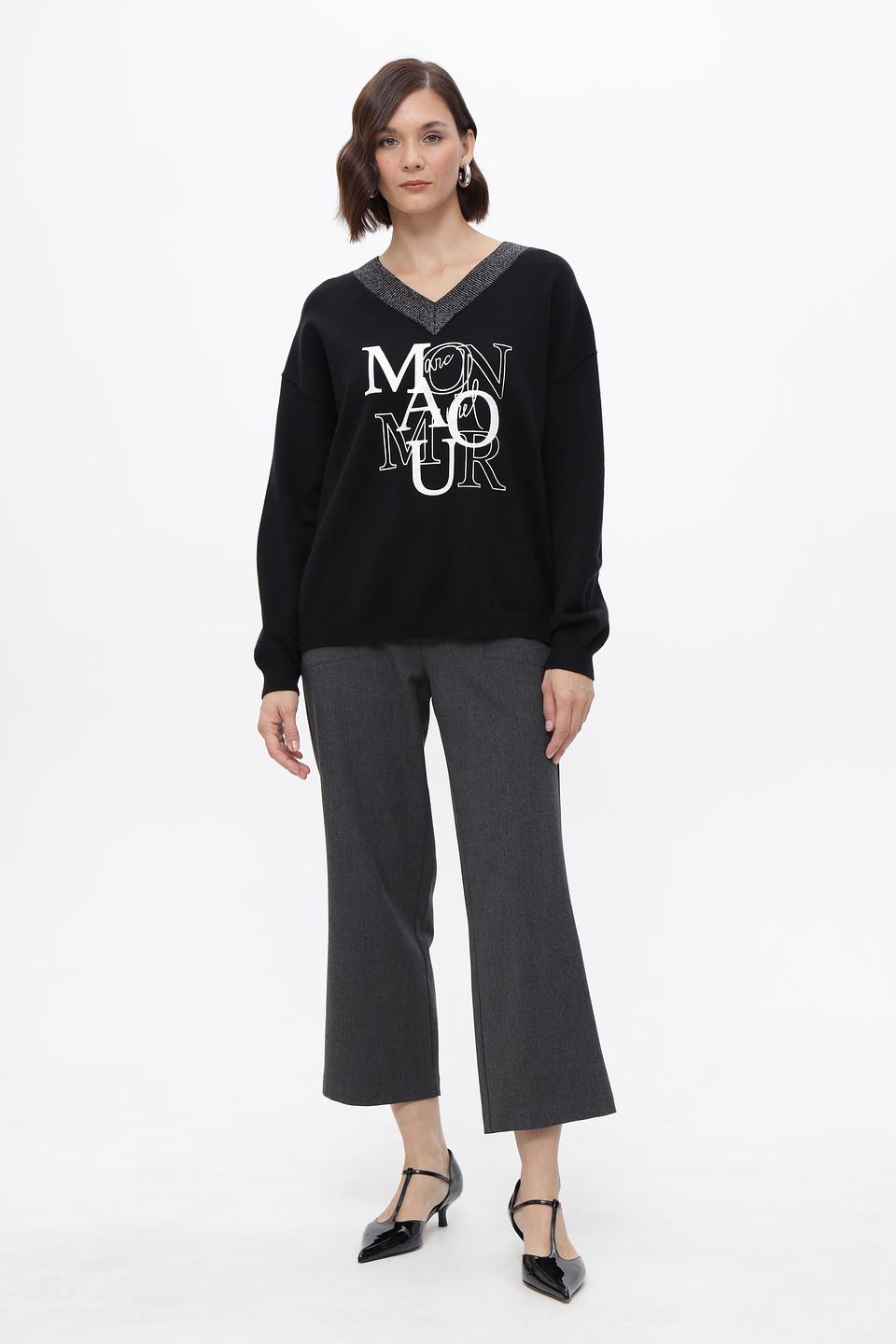 Пуловер Marc Aurel с логотипом черный