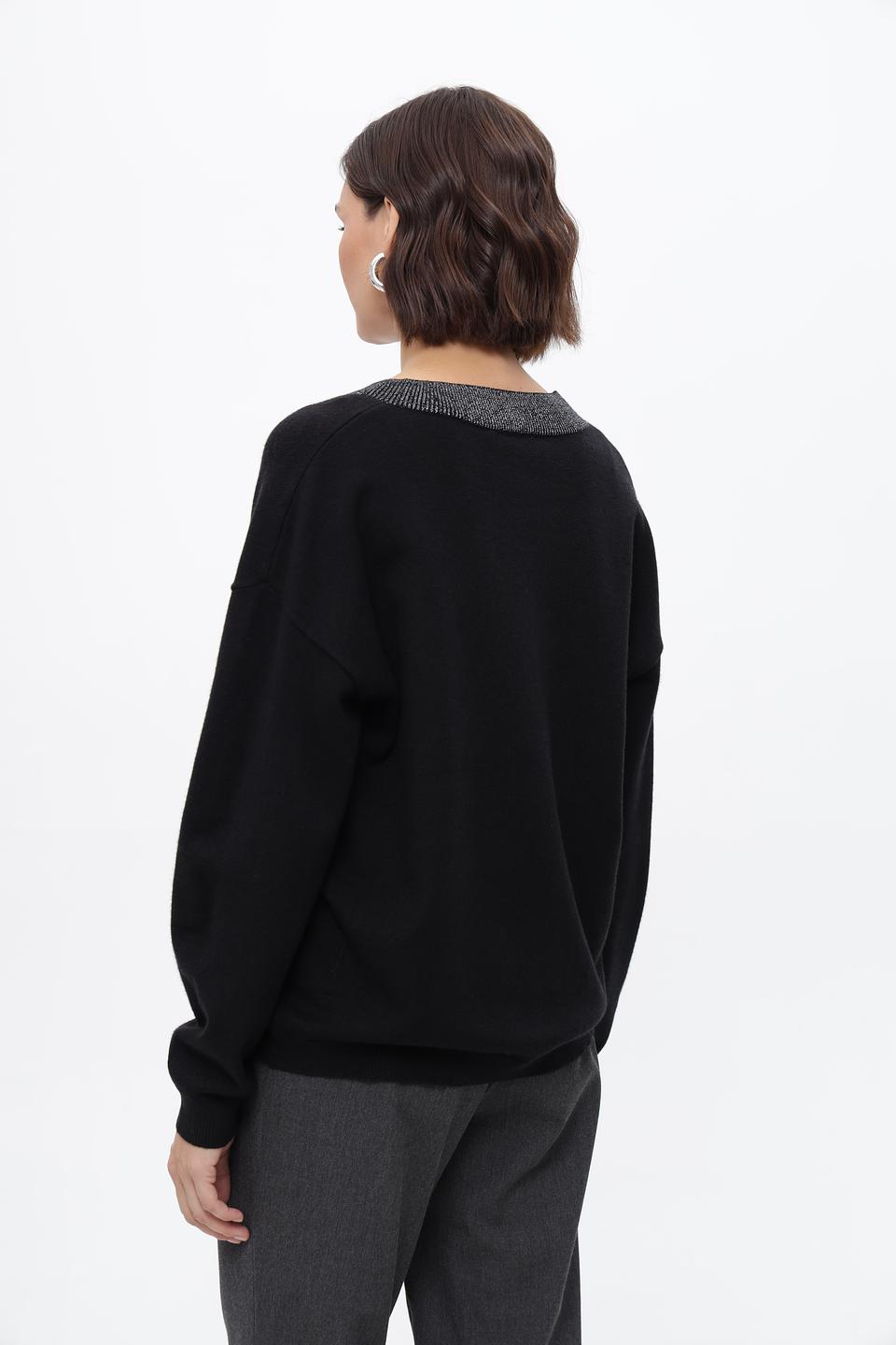 Пуловер Marc Aurel с логотипом черный