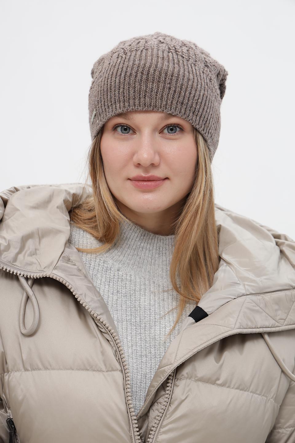 Шапка Seeberger вязаная бежевая