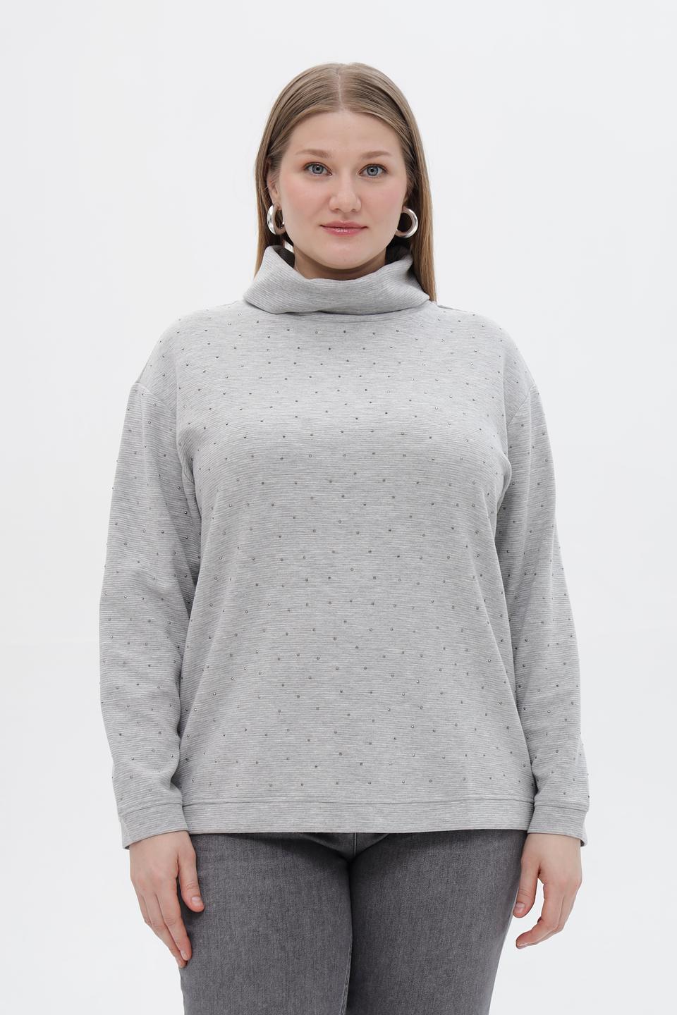 Пуловер Barbara Lebek серый с точками
