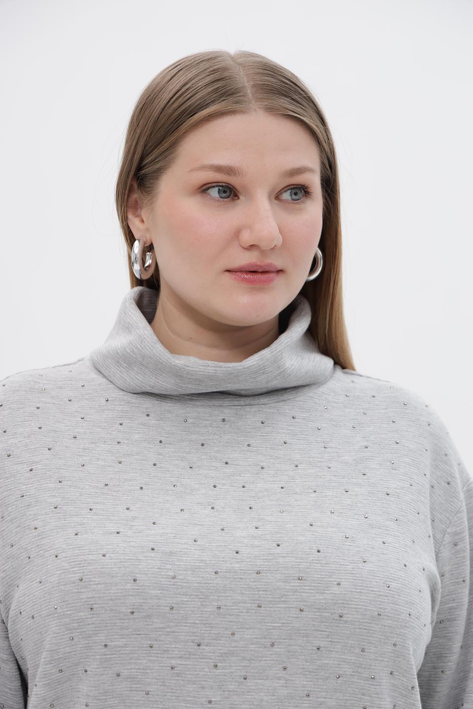 Пуловер Barbara Lebek серый с точками