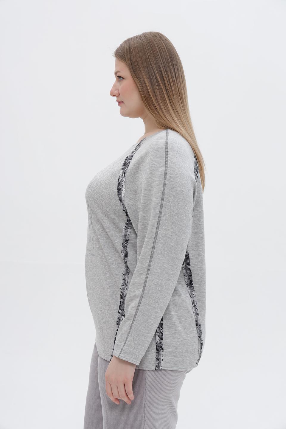 Пуловер Lebek с принтом серый