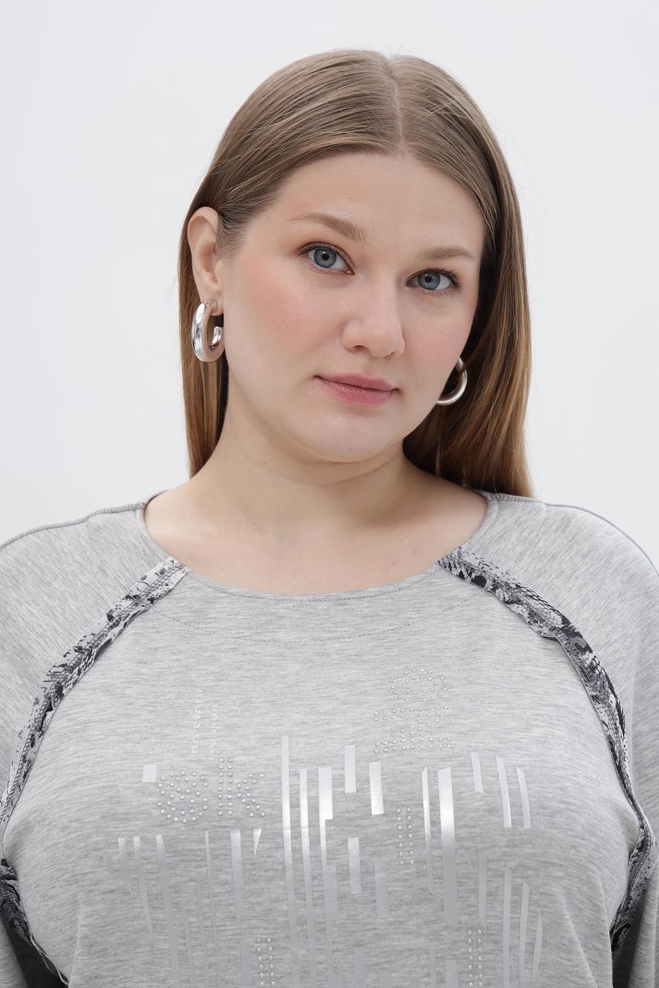 Пуловер Lebek с принтом серый