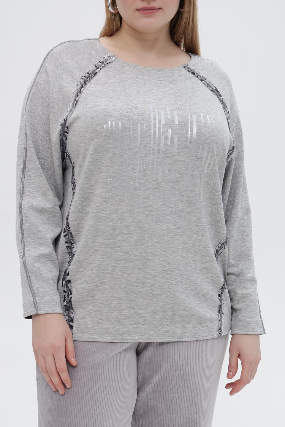 Пуловер Lebek с принтом серый