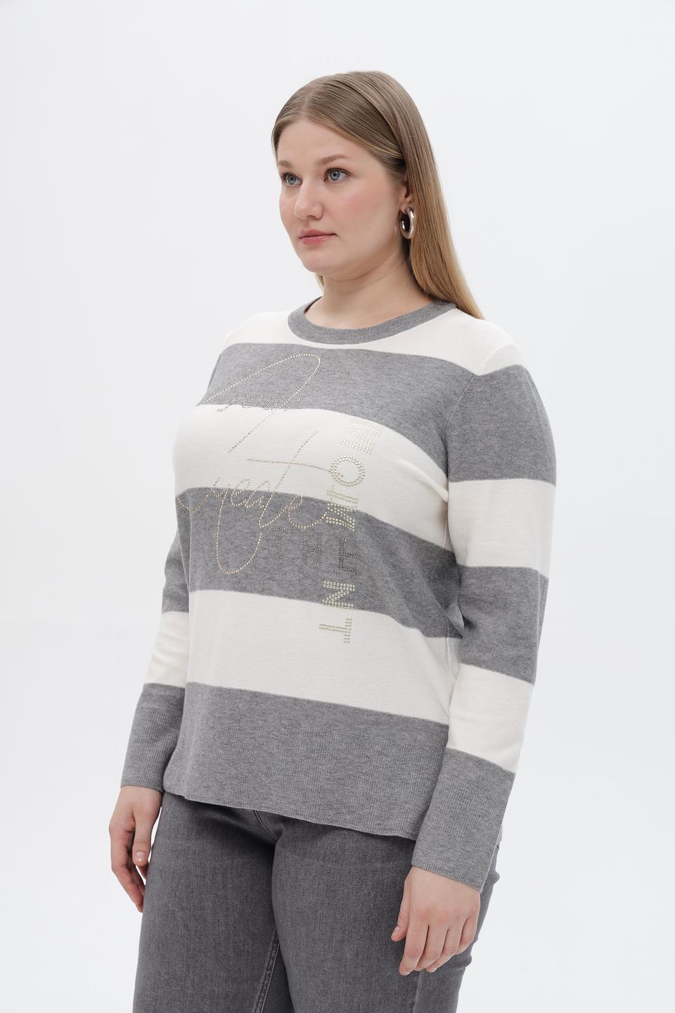 Пуловер Rabe collection в полоску с декором