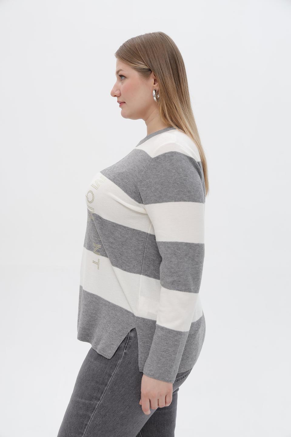 Пуловер Rabe collection в полоску с декором