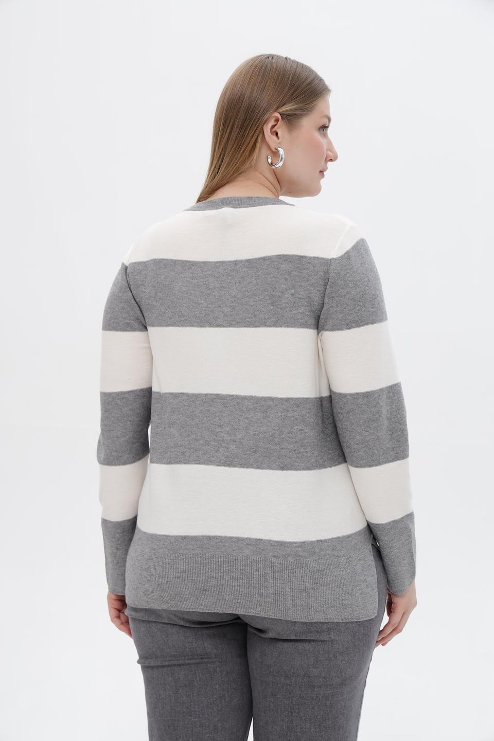 Пуловер Rabe collection в полоску с декором